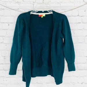 3/4 Length Button Down Crop Teal Cardigan